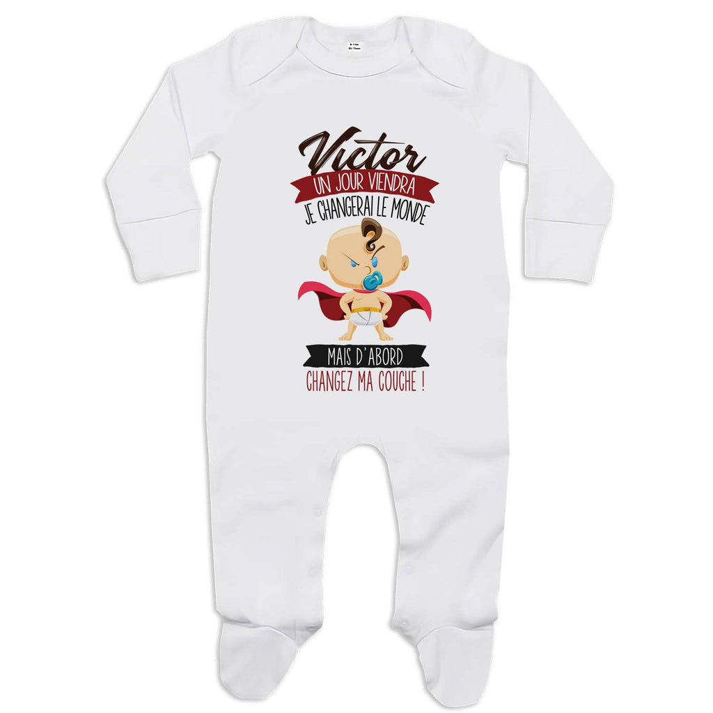 Planetee Pyjama Bébé Ma Mission Pêche Avec Papa - Grenouillère Coton Naissance Personnalisée