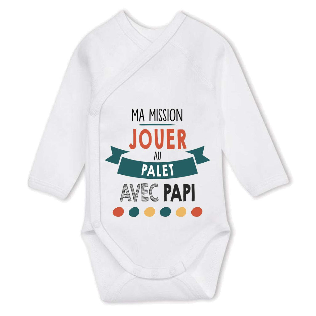 Body Bébé Manches Longues "Ma Mission Pétanque Avec Papa" - Cadeau Naissance Personnalisé Planetee