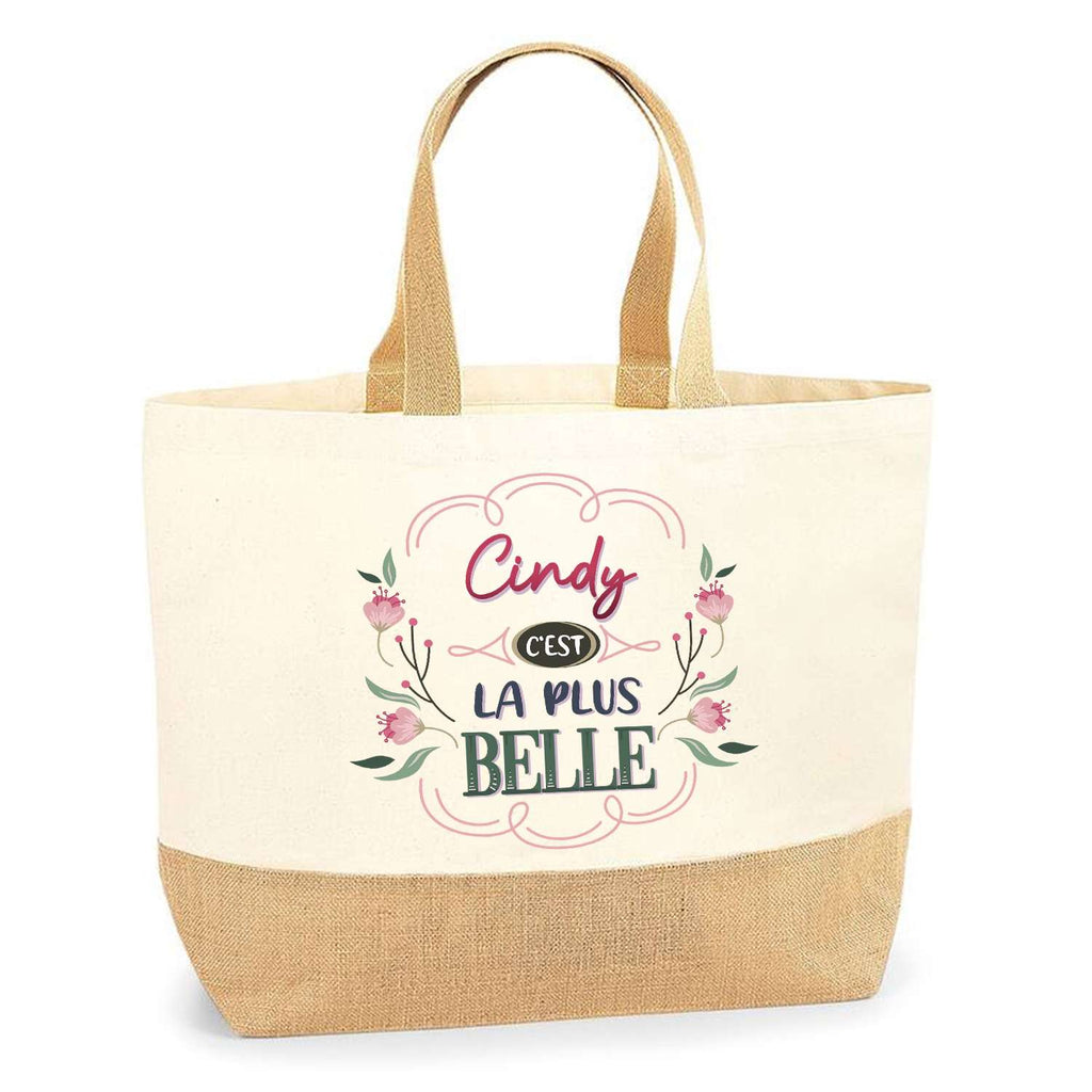 Jute Sac Toile Imprimé Tote Bag Cabas Plage Toile De Jute Sac