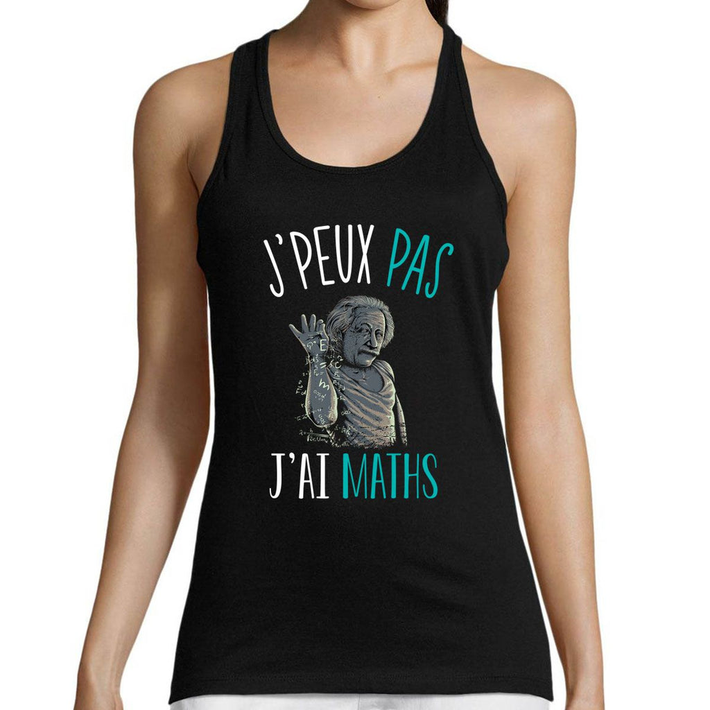 T-shirt femme J'peux pas J'ai Maths noir