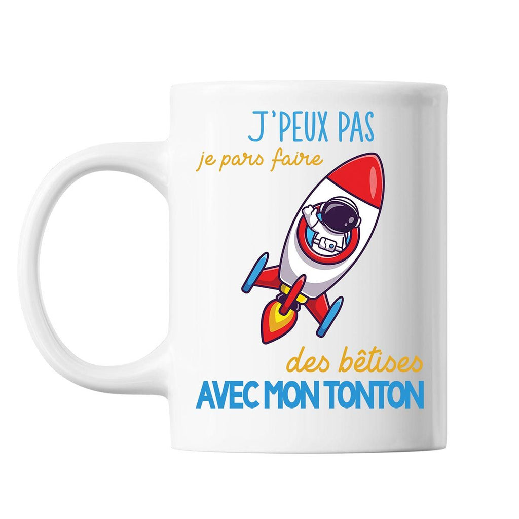 Mug Bêtises avec Tonton Astronaute Fusée, Cadeau Bébé Enfant