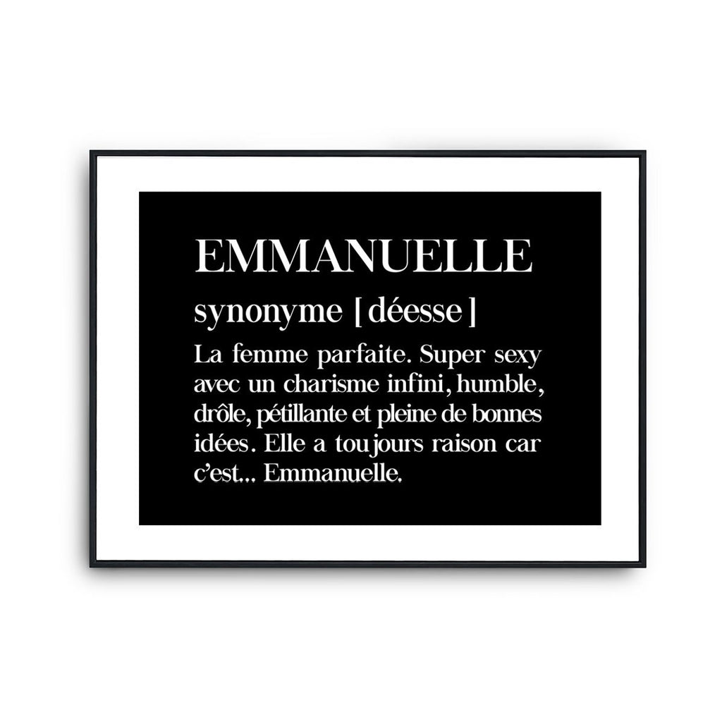 Affiche Emmanuelle Prénom définition Humour Poster Décoration Murale