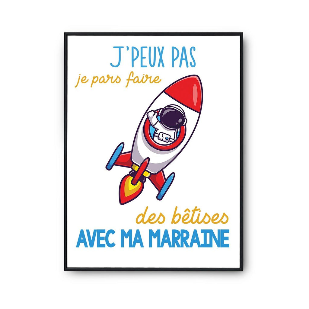 Body Bébé Bêtises Avec Parrain Astronaute Fusée - Imprimé En France, Cadeau Naissance Original