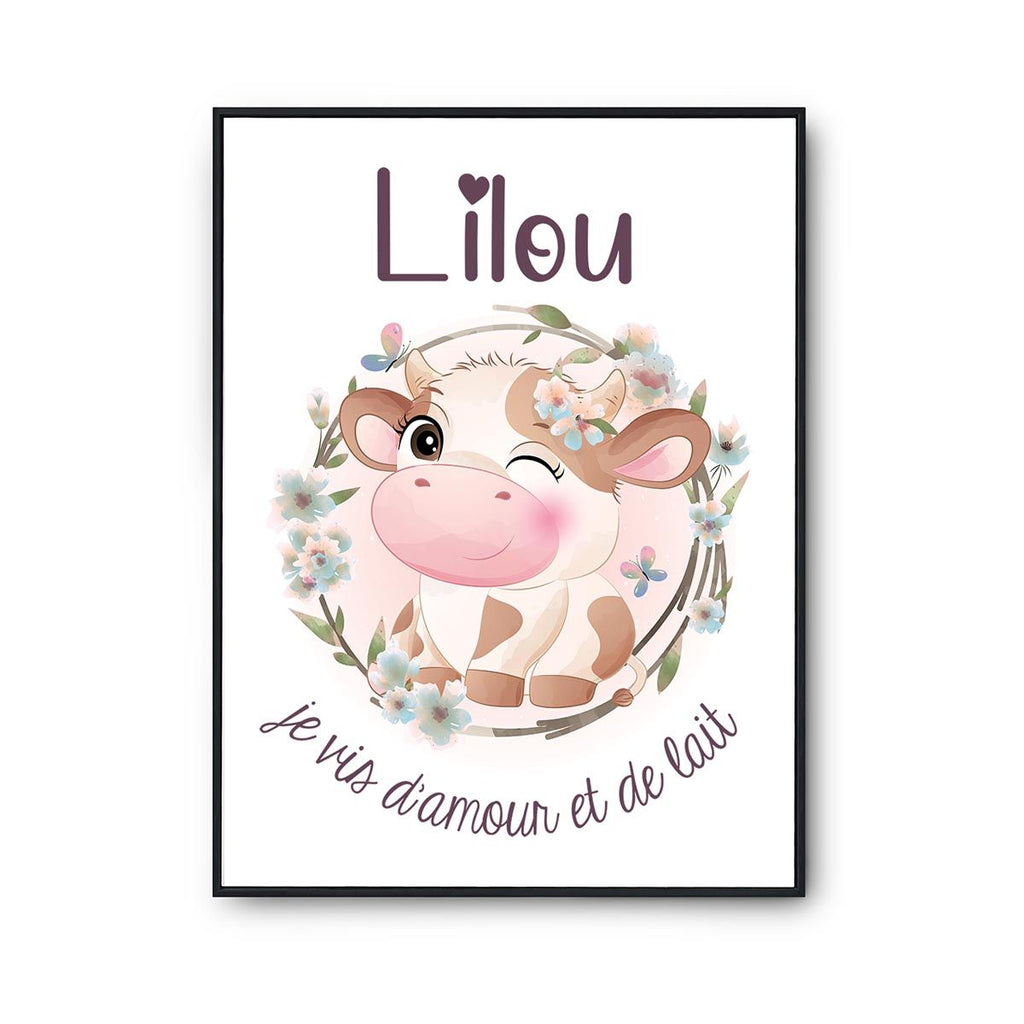 Affiche Lilou Amour et Biberon de Lait Vache | Poster Décoration Murale |  Planetee