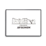 Affiche Avignon | Poster Tableau dessin ville de France pour décoration murale qualité papier Premium A4 - Planetee
