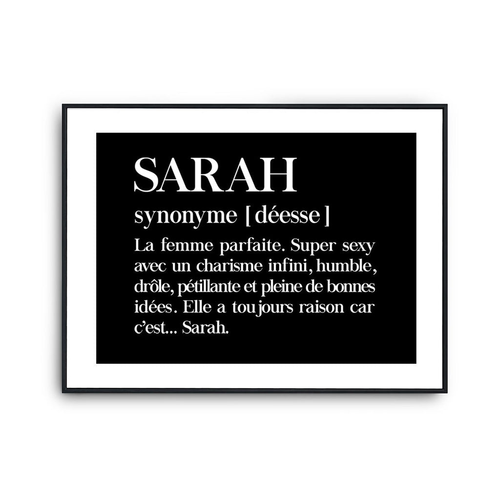 Affiche Sarah Pr nom d finition Humour Poster D coration Murale