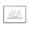 Affiche Chamonix Mont Blanc | Poster Tableau dessin ville de France pour décoration murale qualité papier Premium A4 - Planetee