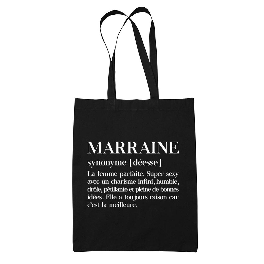 Tote Bag Noir Définition Marraine Sac Cabas Idée Cadeau
