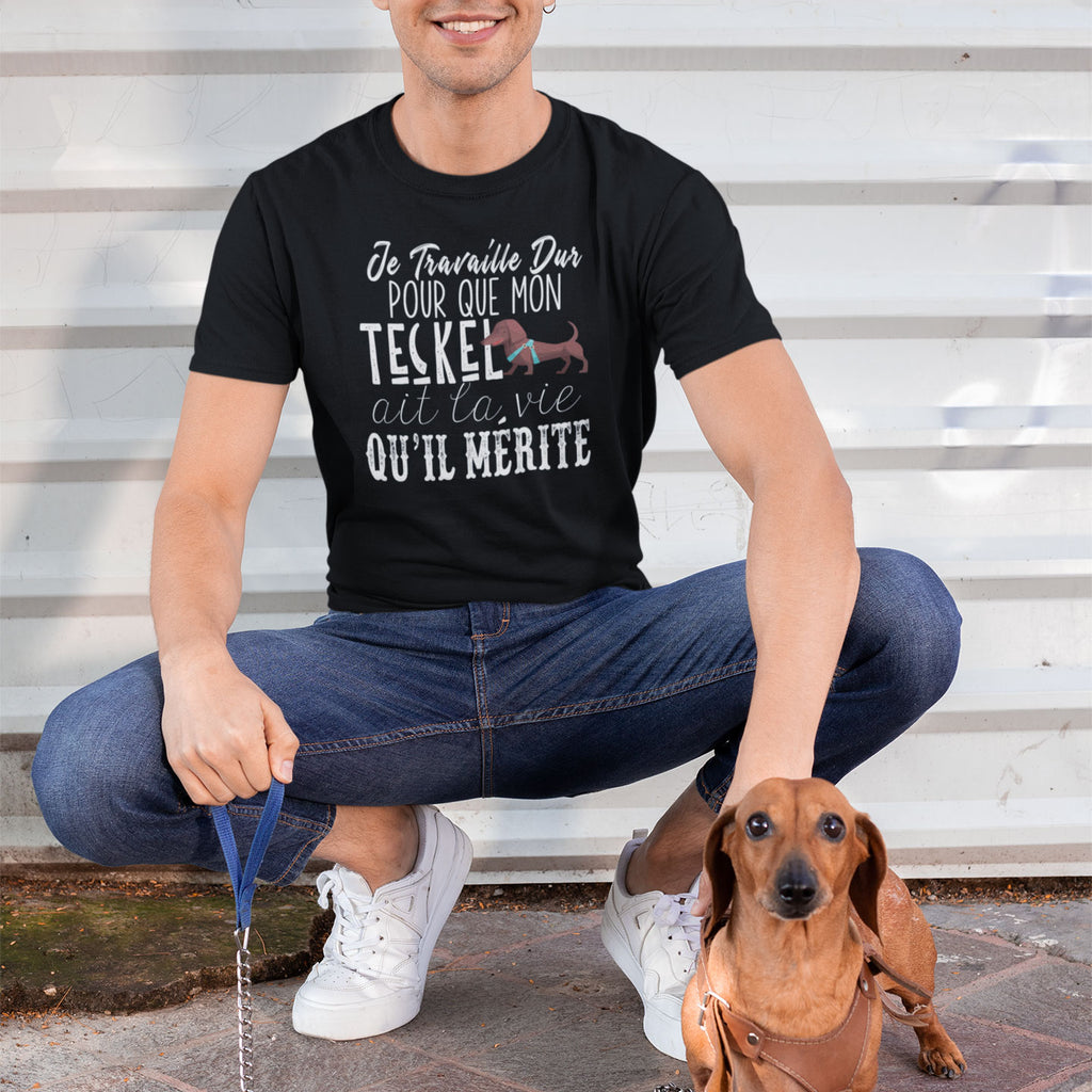 T-shirt Humour Pour Propriétaire De Chien - Motif ECG Avec Teckel Et Texte Drôle - Idéal Cadeau Pour Amoureux Des Chiens - 5