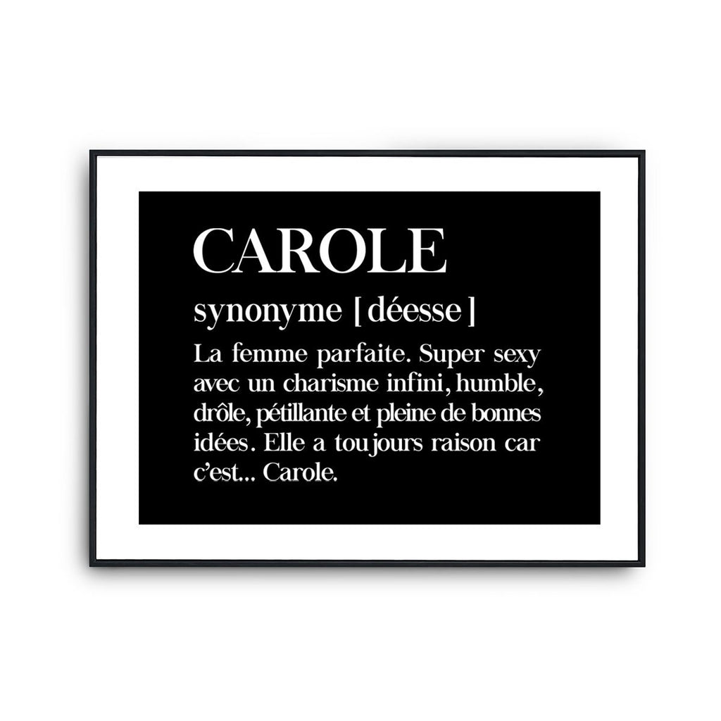 Affiche Carole Prénom définition Humour Poster Décoration Murale