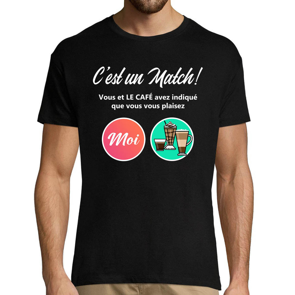 cadeau pour un amateur ou une amatrice de cafe - T-shirt Homme Café Parodie site de rencontre  Noir