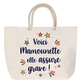 Sac Fête des Mères Mamie Famille Idée Cadeau anniversaire Noël Travail Boulot Métier Départ Retraite Collègue Femme cabas shopping plage