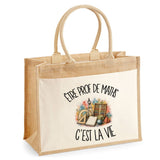 Sac Cabas Jute avec Poche Être prof de maths c'est la vie