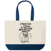 Grand Sac Cabas Fond Bleu J’peux pas je préfère mon Bulldog Anglais