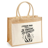 Sac Cabas Jute avec Poche J’peux pas je préfère les Gorilles