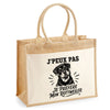 Sac Cabas Jute avec Poche J’peux pas je préfère mon Rottweiler