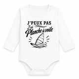Body Bébé Manches Longues J’peux pas j’ai planche à voile J'peux pas minimaliste