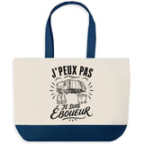Grand Sac Cabas Fond Bleu J’peux pas je suis Éboueur