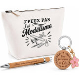 Coffret Cadeau J’peux pas j’ai Modélisme – modélisme aérien (avion) – Trousse, stylo bambou et porte-clés