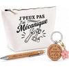 Coffret Cadeau J’peux pas j’ai Mécanique – Trousse, stylo bambou et porte-clés