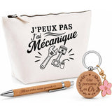 Coffret Cadeau J’peux pas j’ai Mécanique – Trousse, stylo bambou et porte-clés