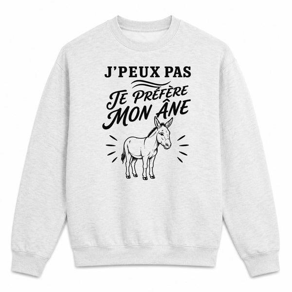Sweat Gris Chiné J’peux pas je préfère mon Âne