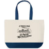 Grand Sac Cabas Fond Bleu J’peux pas je préfère mes Petits-enfants