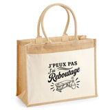 Sac Cabas Jute avec Poche J’peux pas j’ai Reboutage