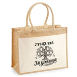 Sac Cabas Jute avec Poche J’peux pas j’ai Généalogie