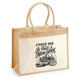 Sac Cabas Jute avec Poche J’peux pas je pars à New York