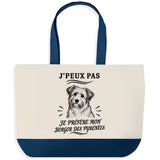 Grand Sac Cabas Fond Bleu J’peux pas je préfère mon Berger des Pyrénées