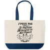 Grand Sac Cabas Fond Bleu J’peux pas je préfère m’occuper de mes Poules