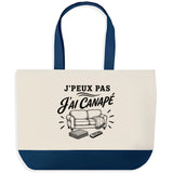 Grand Sac Cabas Fond Bleu J’peux pas j’ai Canapé
