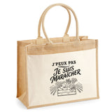 Sac Cabas Jute avec Poche J’peux pas je suis Maraîcher