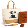 Coffret Cadeau J’peux pas je suis prof de Yoga – Sac jute, carnet, stylo, porte-clés et marque-page