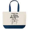Grand Sac Cabas Fond Bleu J’peux pas je préfère mon Akita Inu