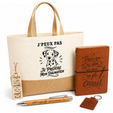 Coffret Cadeau J’peux pas je préfère mon Dalmatien – Sac jute, carnet, stylo, porte-clés et marque-page