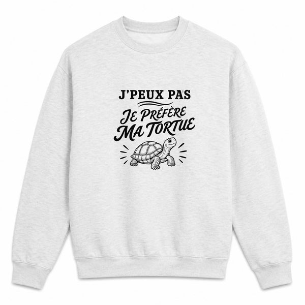 Sweat Gris Chiné J’peux pas je préfère ma Tortue