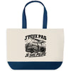 Grand Sac Cabas Fond Bleu J’peux pas je suis Pilote