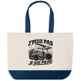 Grand Sac Cabas Fond Bleu J’peux pas je suis Pilote