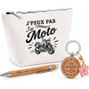 Coffret Cadeau J’peux pas j’ai Moto – Trousse, stylo bambou et porte-clés
