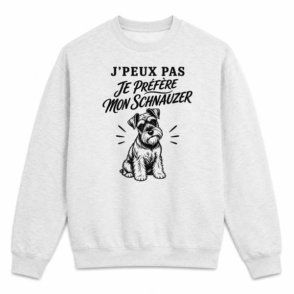 Sweat Gris Chiné J’peux pas je préfère mon Schnauzer