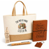 Coffret Cadeau Être prof de maths c'est la vie – Sac jute, carnet, stylo, porte-clés et marque-page