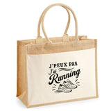 Sac Cabas Jute avec Poche J’peux pas j’ai Running