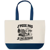 Grand Sac Cabas Fond Bleu J’peux pas je suis Retraité