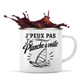 Mug Métal Émaillé J’peux pas j’ai planche à voile J'peux pas minimaliste