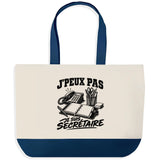 Grand Sac Cabas Fond Bleu J’peux pas je suis Secrétaire