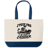 Grand Sac Cabas Fond Bleu J’peux pas je suis Caissier
