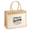 Sac Cabas Jute avec Poche J’peux pas j’ai Bowling