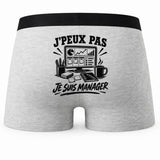 Boxer Homme J’peux pas je suis Manager – Impression au dos